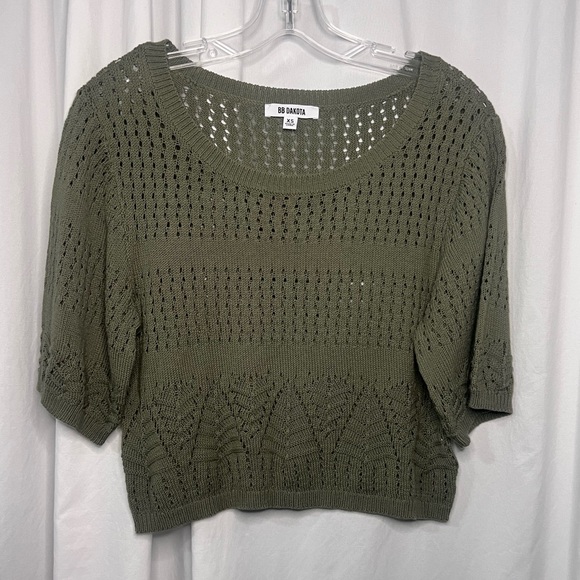 BB Dakota California Love Olive Green Crop Sweater - Picture 1 of 3